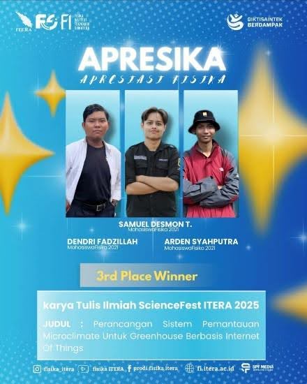 Mahasiswa Fisika ITERA Juara 3 LKTI Nasional – ScienceFest ITERA 2025