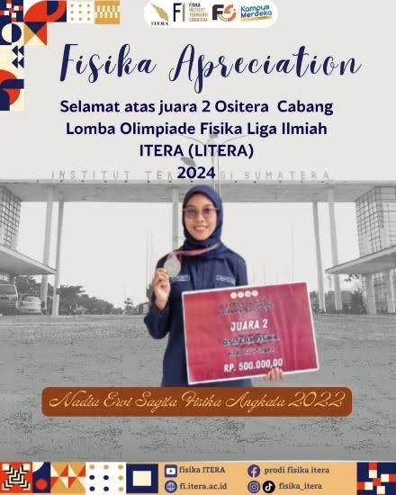 Mahasiswa Fisika ITERA Juara 2 Ositera – Olimpiade Fisika Liga Ilmiah ITERA (LITERA) 2024