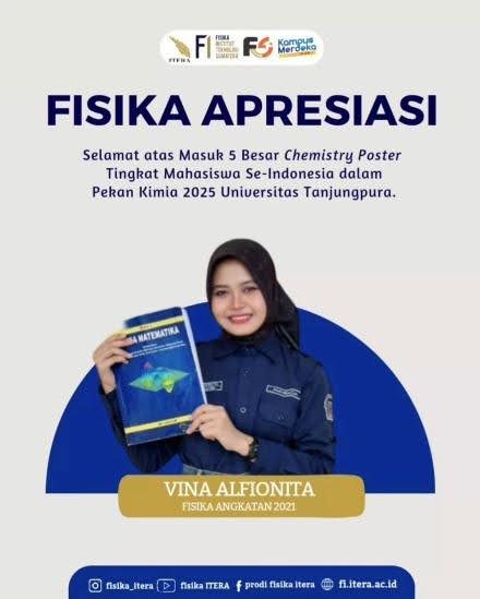 Mahasiswa Fisika ITERA Meraih Top 5 Chemistry Poster Nasional – Pekan Kimia 2025