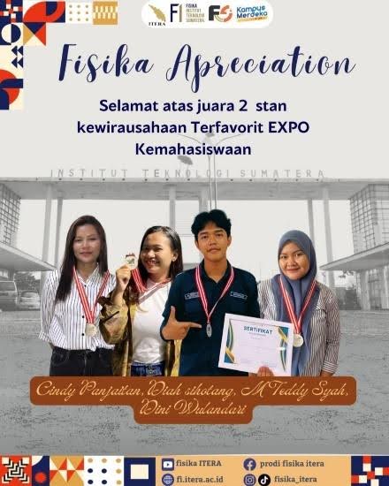 Mahasiswa Fisika ITERA Juara 2 Stan Kewirausahaan Terfavorit – EXPO Kemahasiswaan